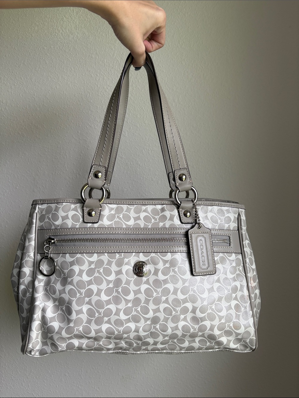 Coach Chelsea Bias Signature Tote Bag Grey/White
